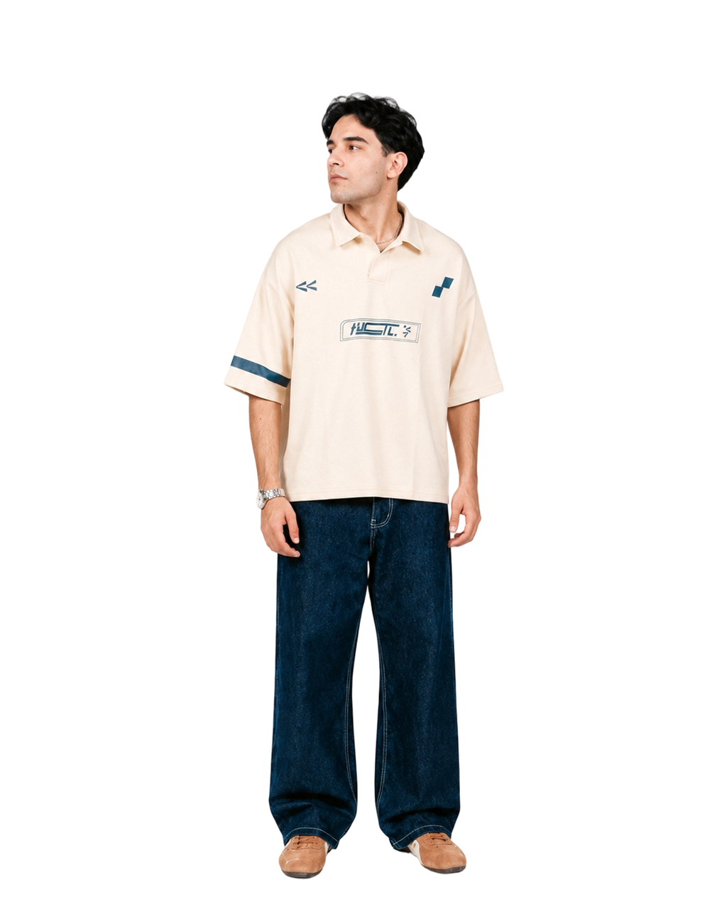 Cream HUSTL Short Sleeve Polo