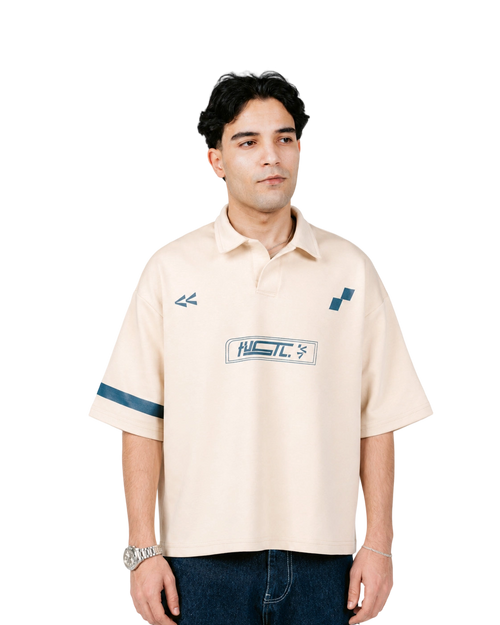 Cream HUSTL Short Sleeve Polo