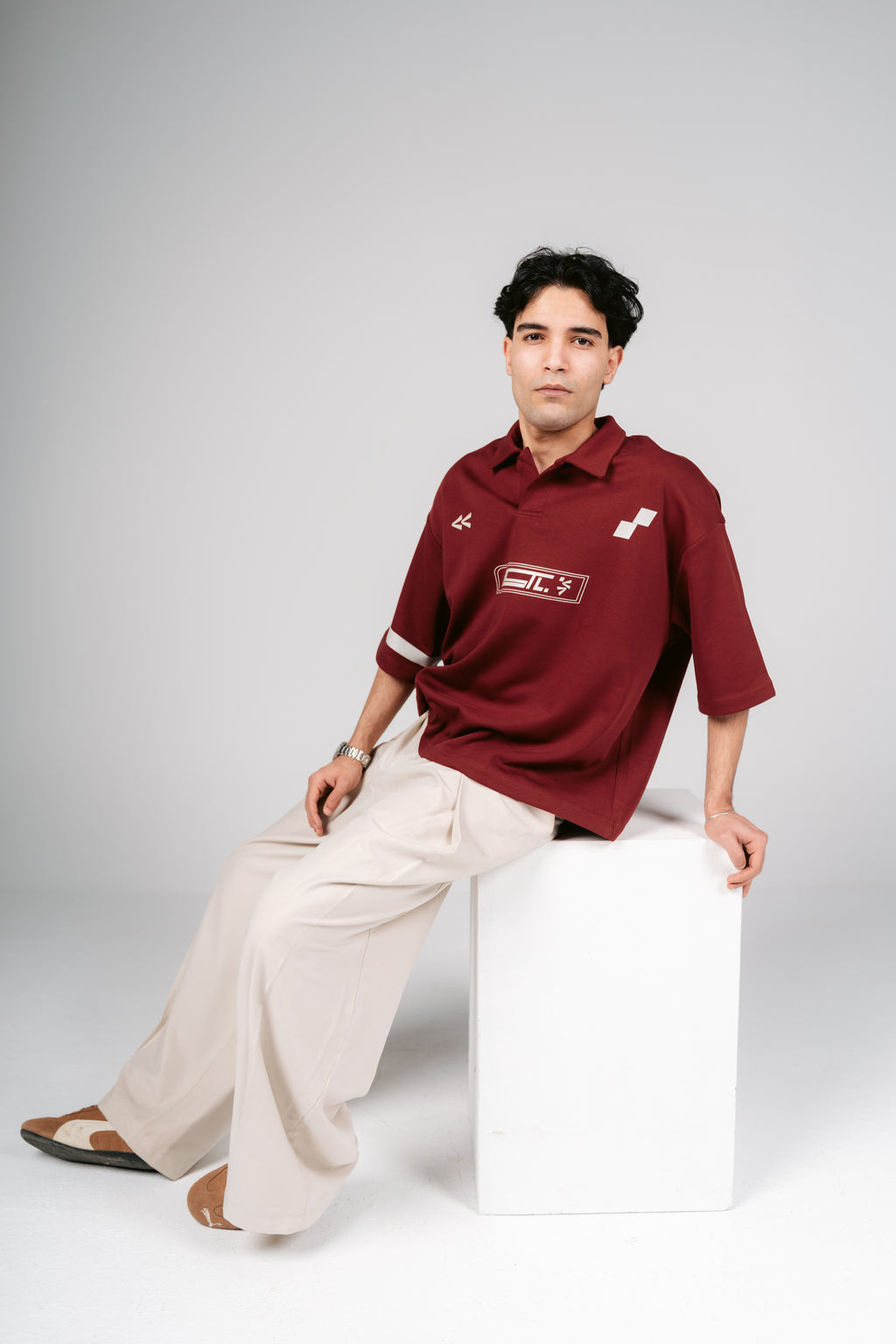 Burgundy HUSTL Short Sleeve Polo