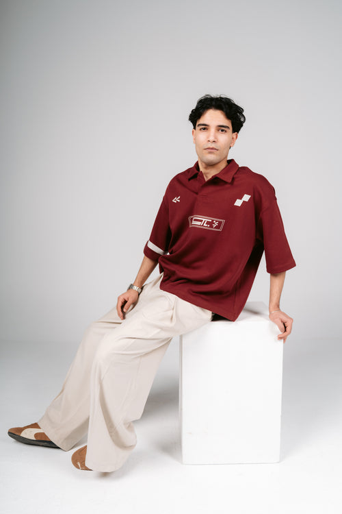 Burgundy HUSTL Short Sleeve Polo