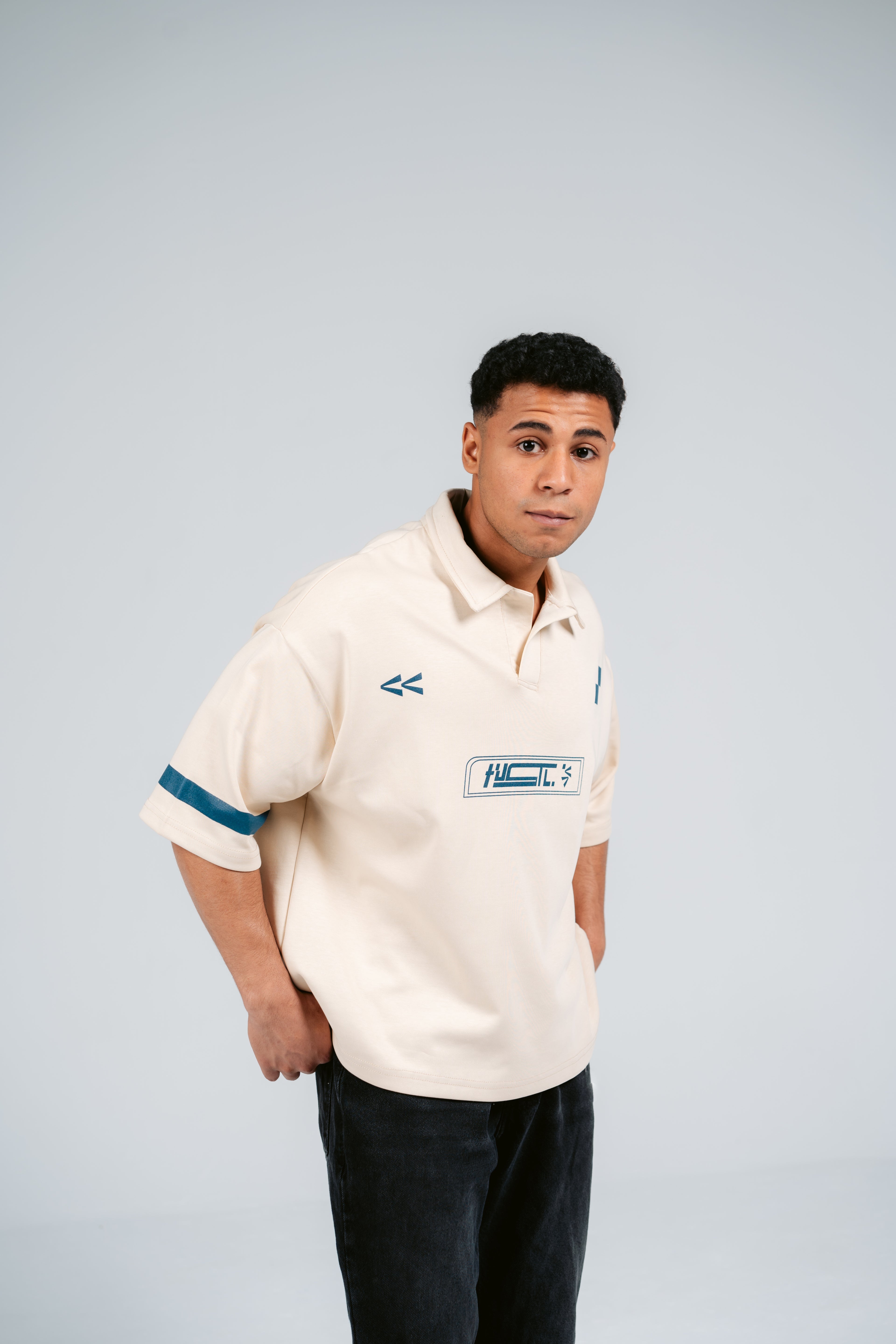 Cream HUSTL Short Sleeve Polo