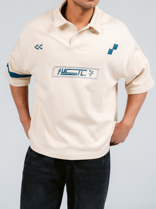 Cream HUSTL Short Sleeve Polo