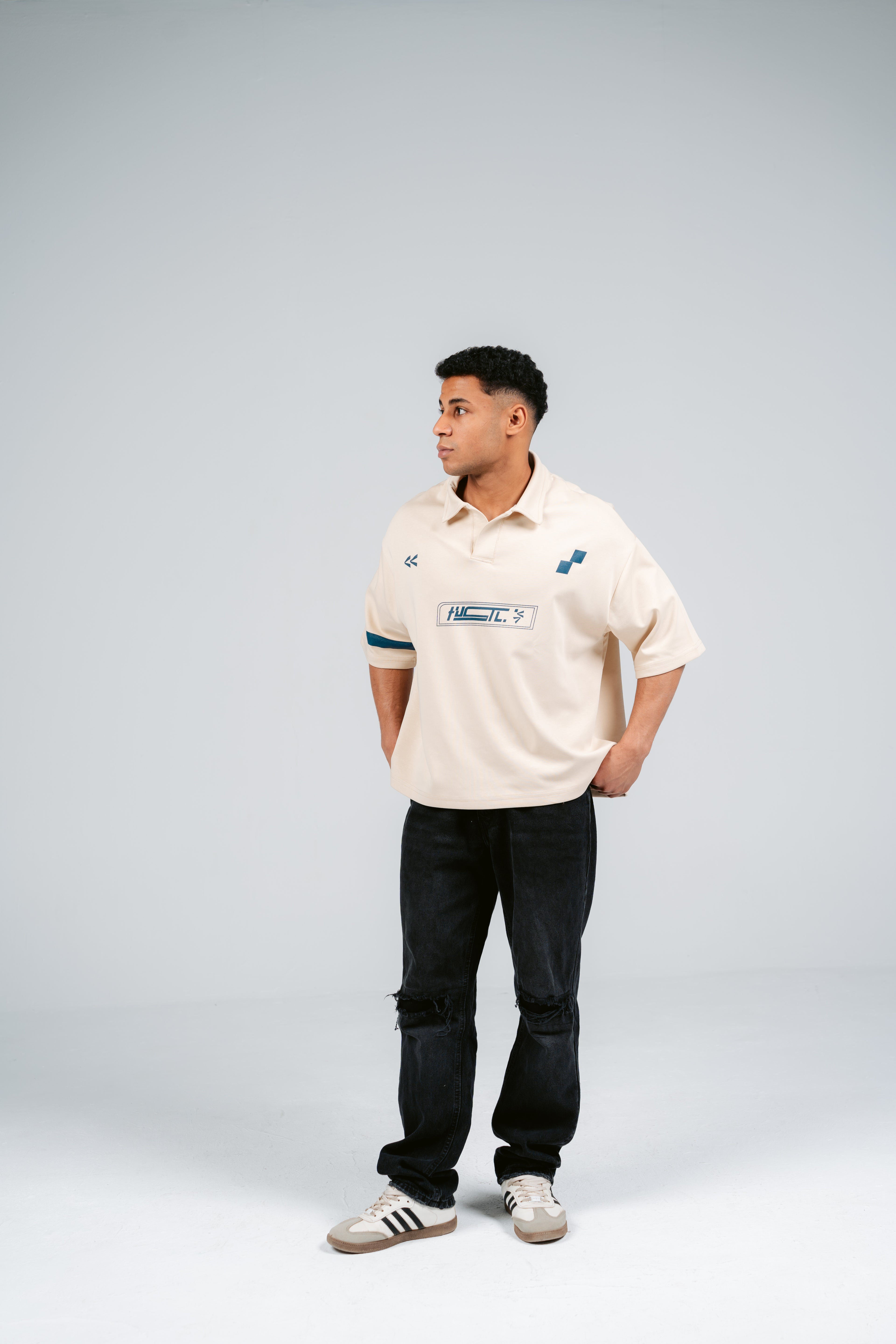 Cream HUSTL Short Sleeve Polo