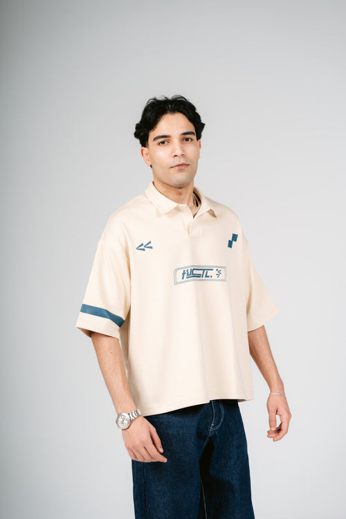 Cream HUSTL Short Sleeve Polo